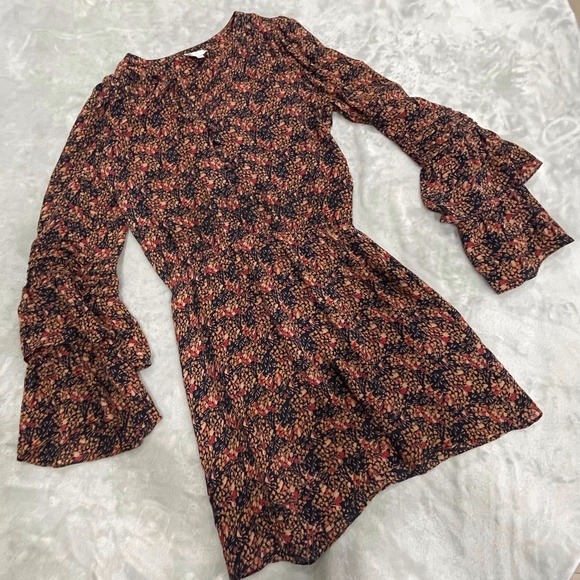 Silk Floral Ruffle Dress Size Small - Picture 1 of 13